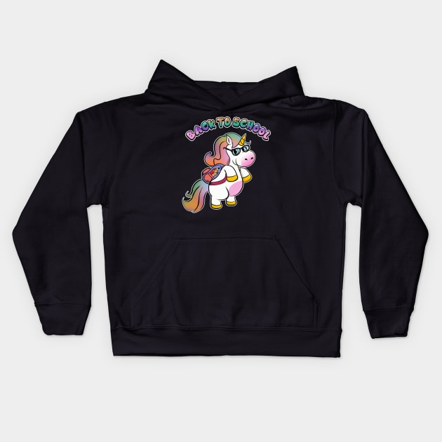 Cute Back To School Unicorn Student with Backpack Kids Hoodie by theperfectpresents